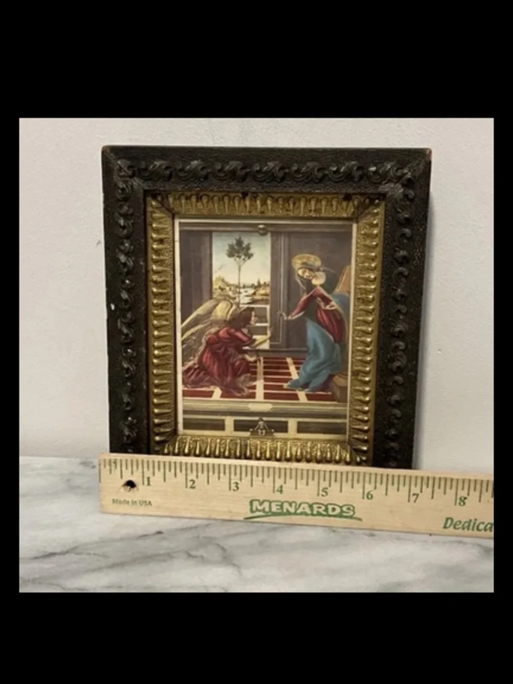 Antique Cestello Annunciation, by Sandro Botticelli Print Framed Carved Wood